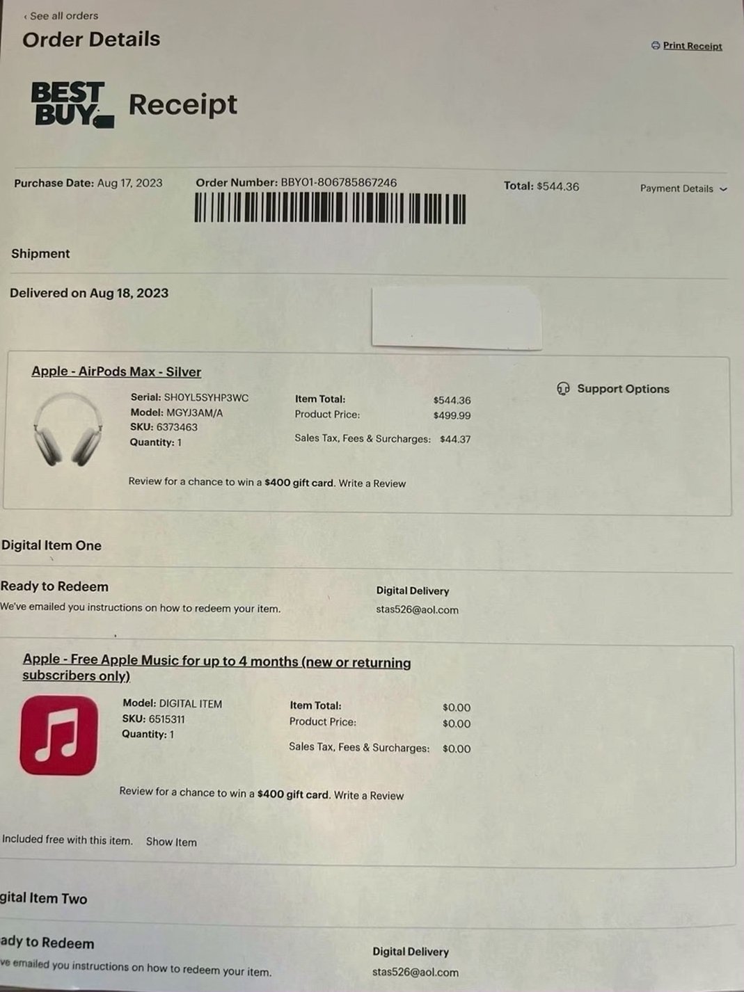 Apple AirPods Max Silver with Three Cases - Used image 5