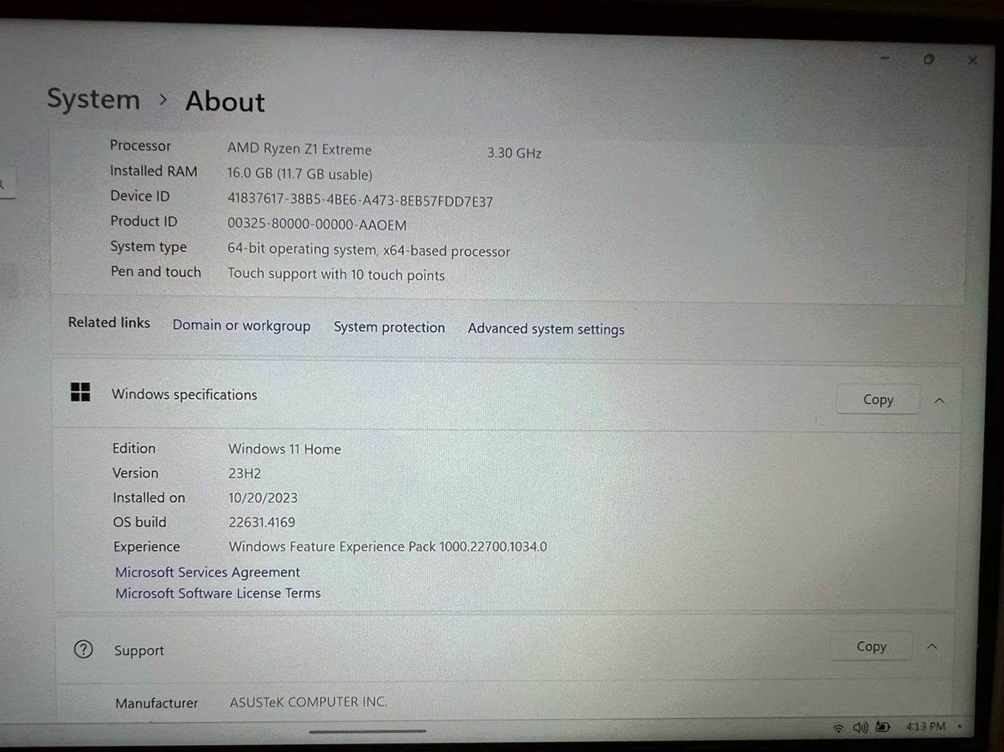 ASUS ROG Ally Z1 Extreme 1TB White Unlocked - Used image 4