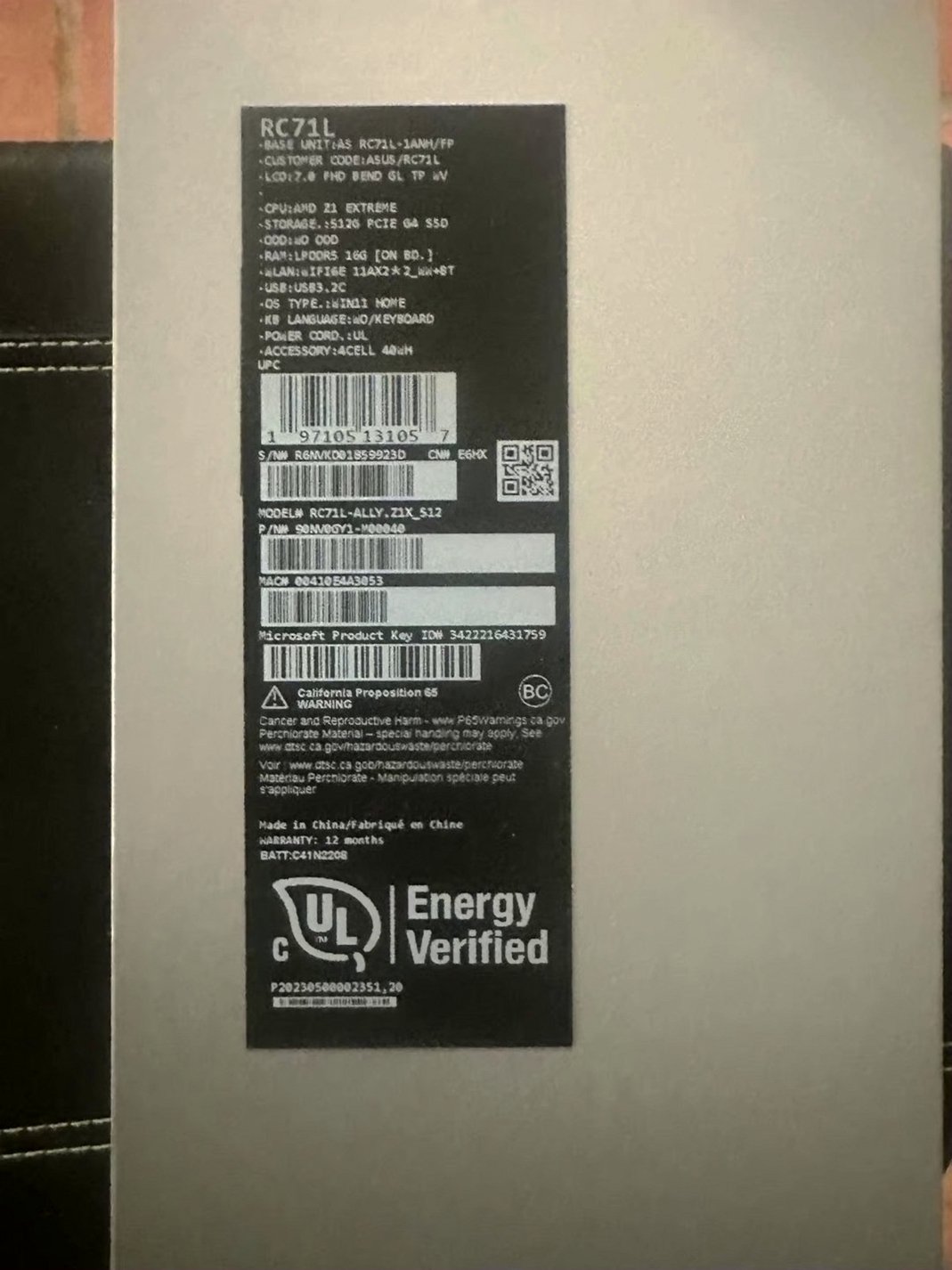 ASUS ROG Ally 512GB SSD AMD Ryzen Z1 Extreme 16GB RAM - Used image 2