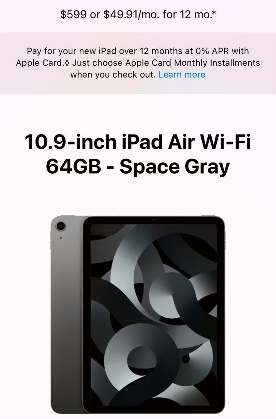 Apple iPad Air 5th Generation 64GB Unlocked - Used image 3