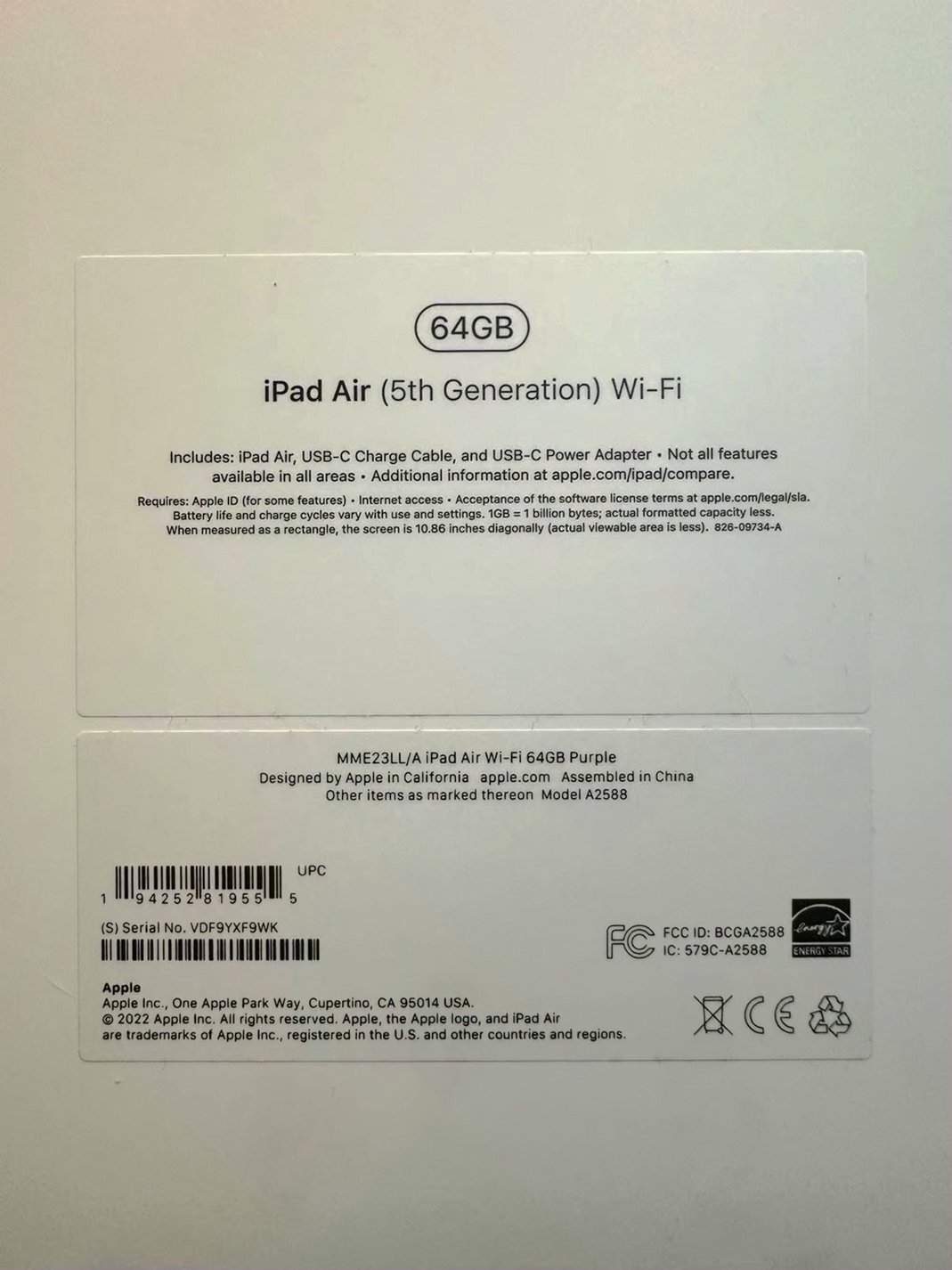 Apple iPad Air 5th Generation 64GB Purple Unlocked - Used image 4