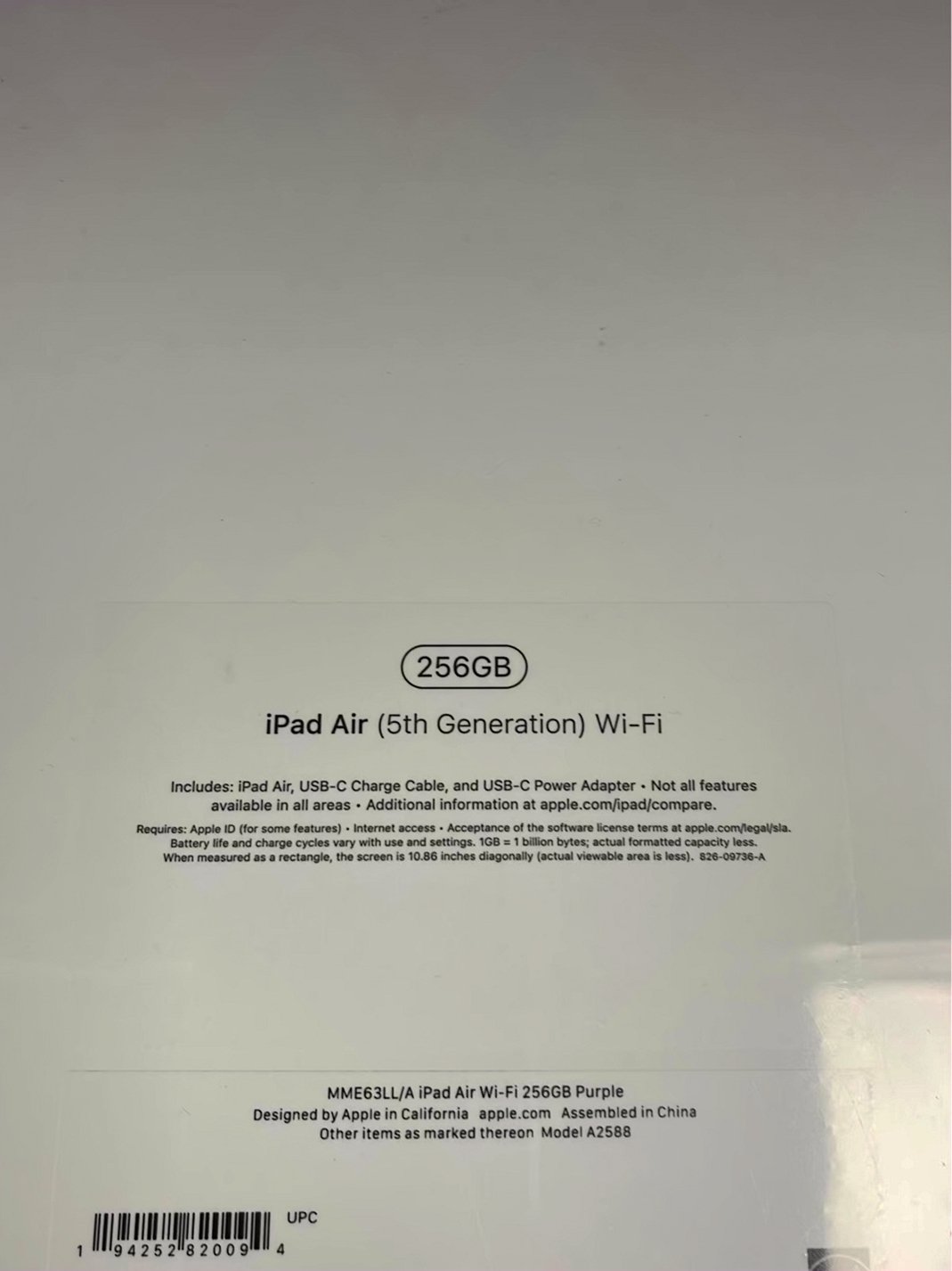Apple iPad Air 256GB Purple Unlocked - Used image 2