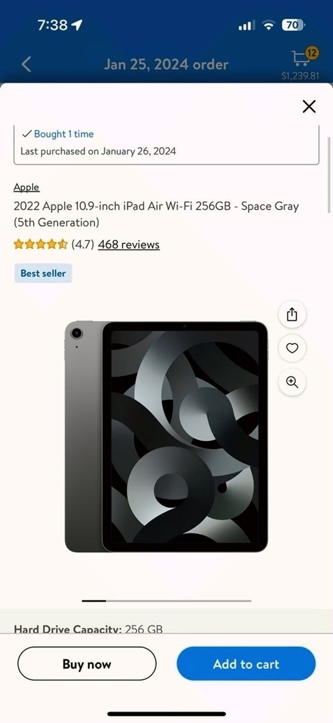 Apple iPad Air 2022 64GB Space Gray Unlocked - Used image 3