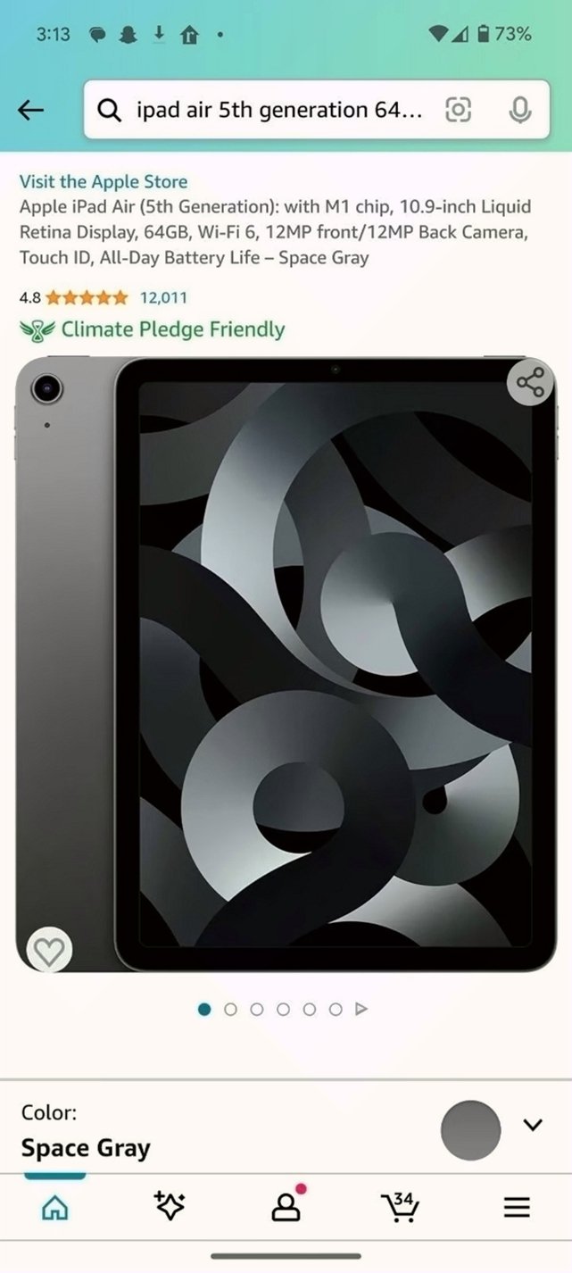 Apple iPad Air 5th Generation 64GB Space Gray Unlocked - Used
