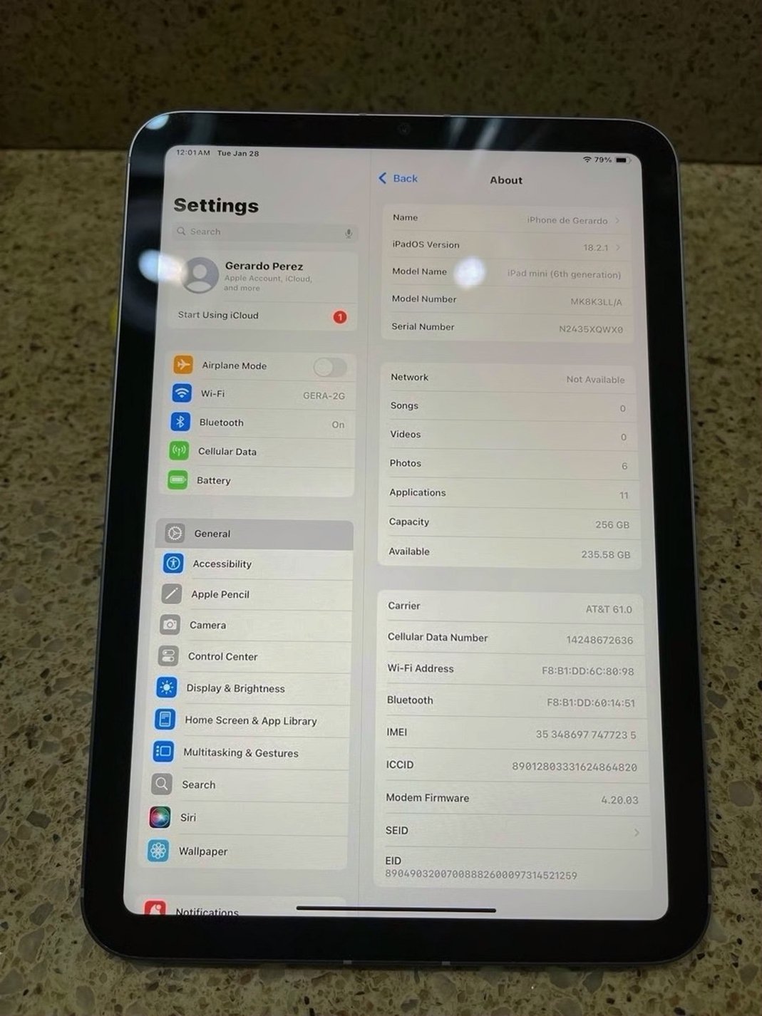 Apple iPad mini 6th Generation 256GB Purple Unlocked - Used image 3