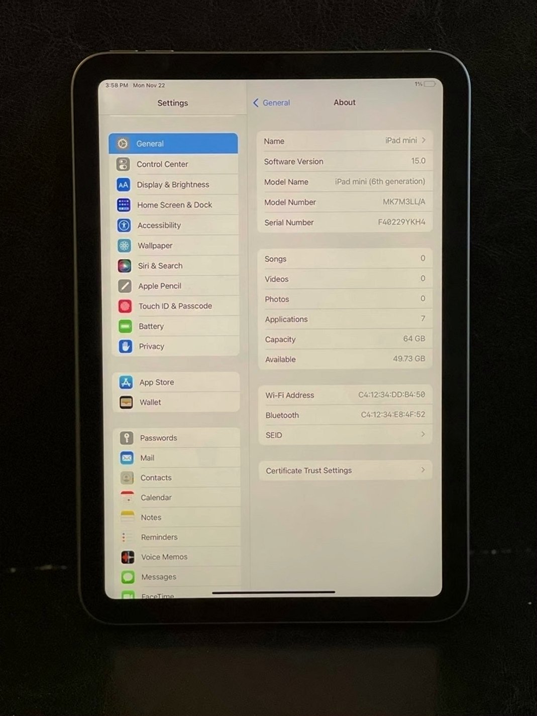 Apple iPad mini 6th Generation 64GB WiFi Unlocked - Used