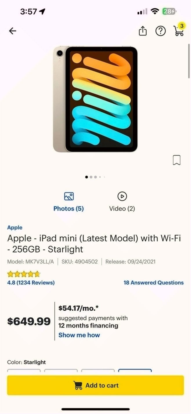 Apple iPad Mini 6th Generation 256GB Gray Unlocked - Used