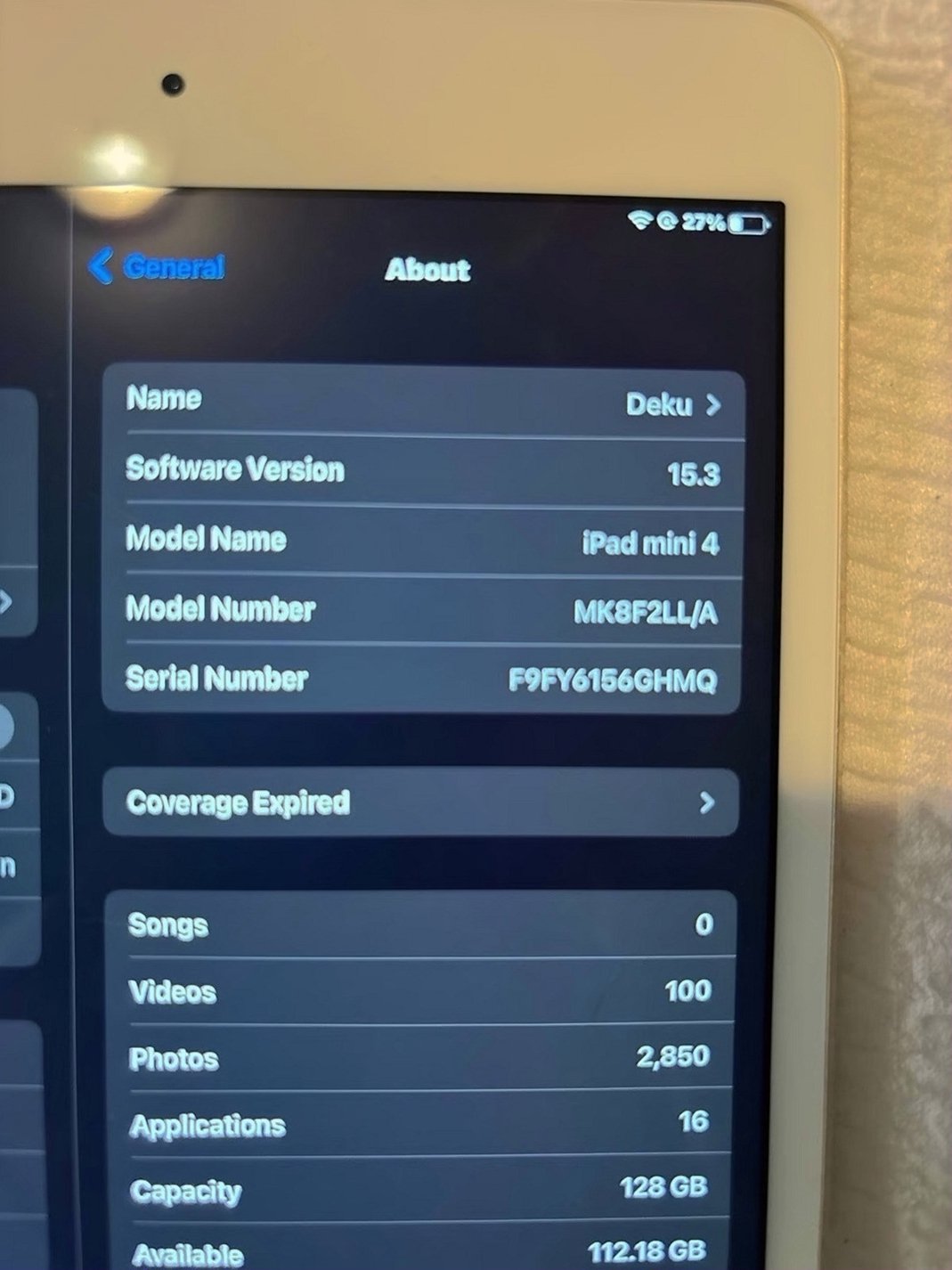 Apple iPad mini 4th Generation 128GB Gold Unlocked - Used image 3
