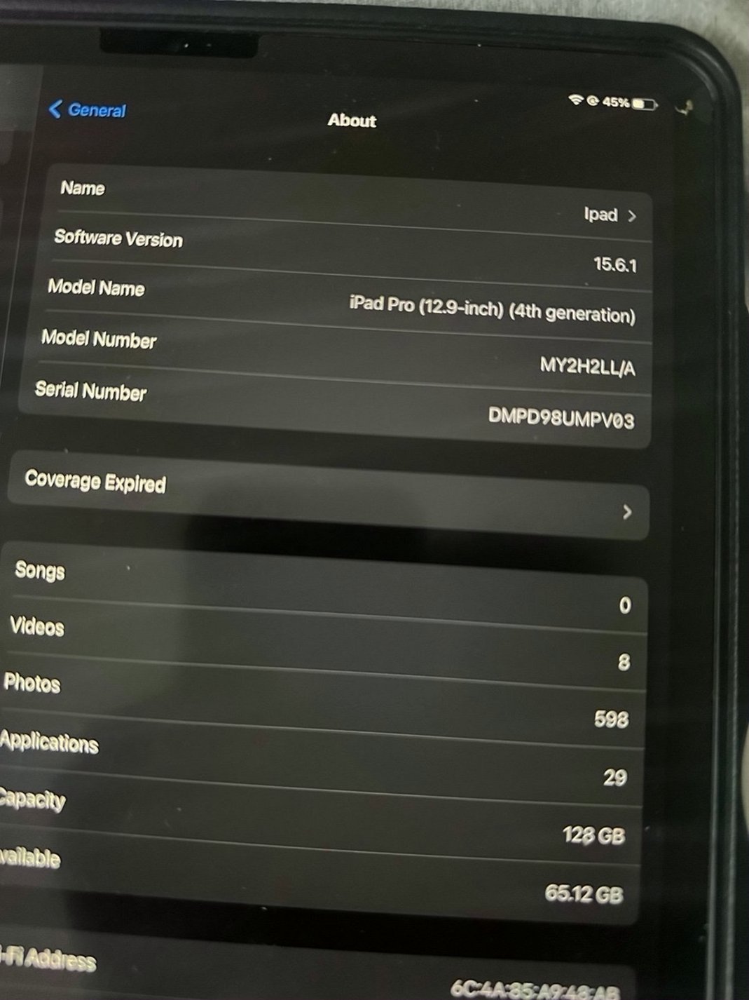 Apple iPad Pro 4th Generation 128GB Space Gray Unlocked - Used image 4