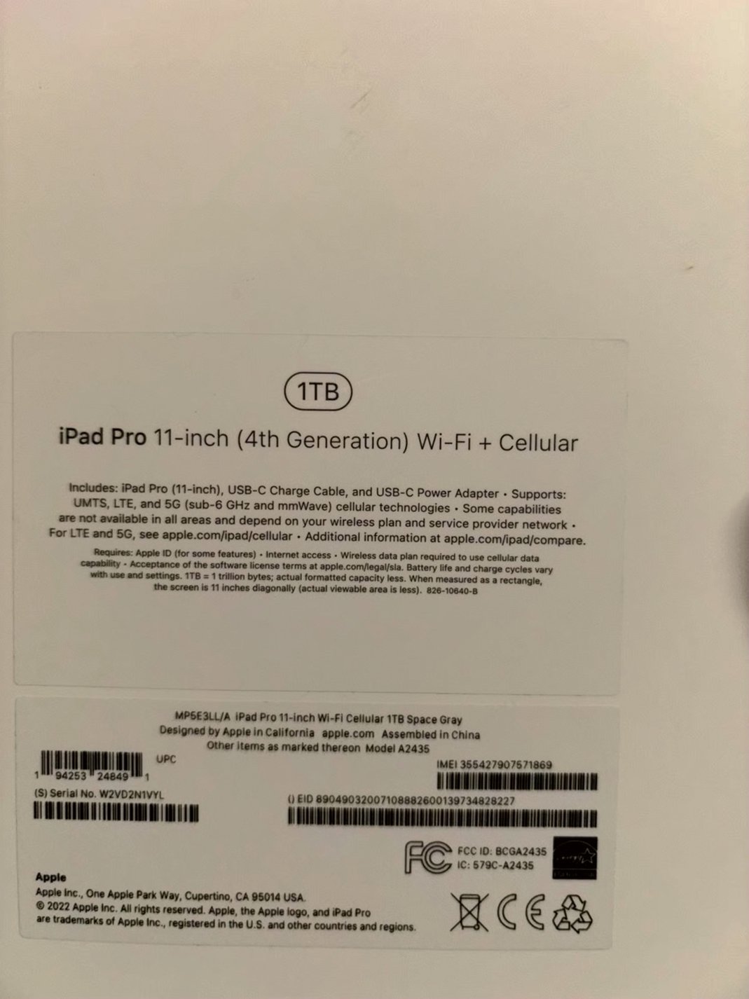 Apple iPad Pro 4th Generation 1TB Space Gray Unlocked - Used image 5