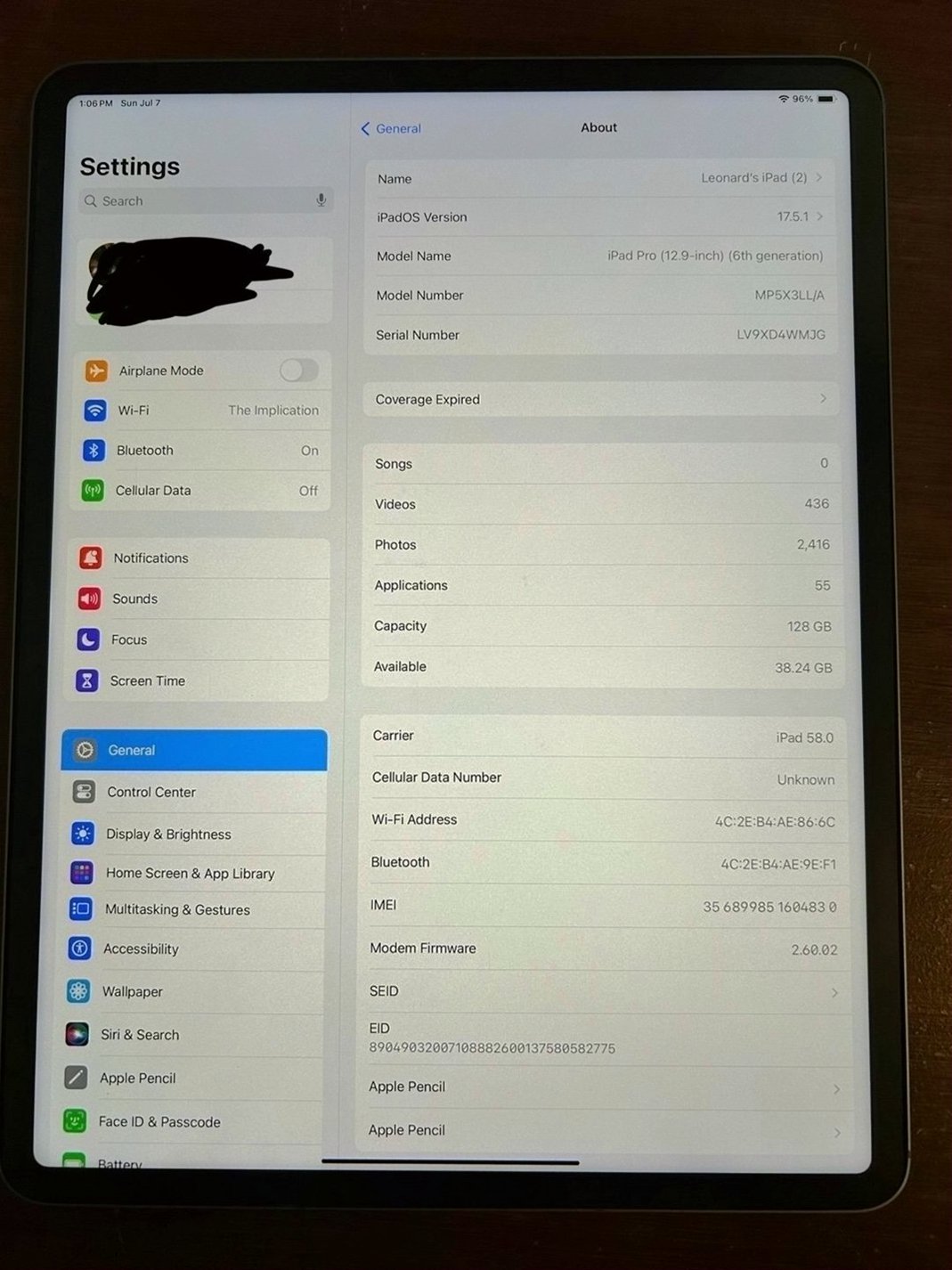 Apple iPad Pro 6th Generation 128GB Space Gray Unlocked - Used image 3