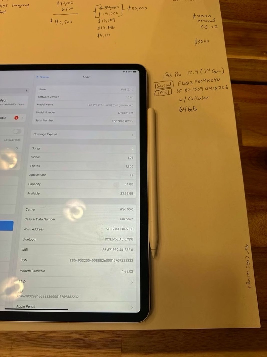 Apple iPad Pro Gen 3 64GB Unlocked Used