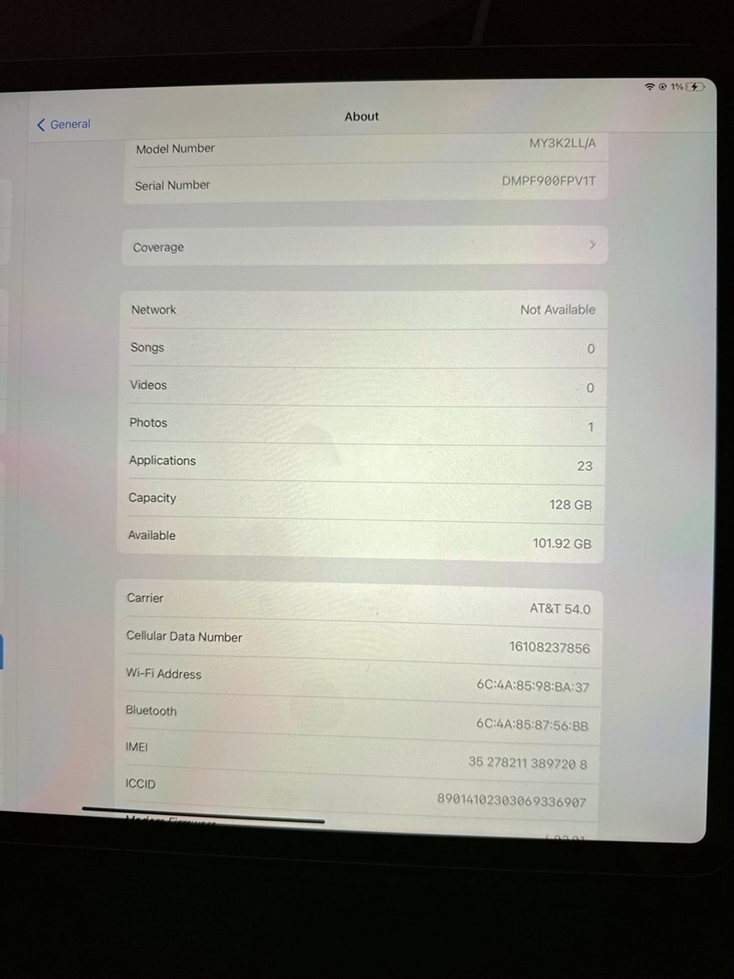 Apple iPad Pro 4th Generation 12.9 inch 128GB Silver Unlocked - Used