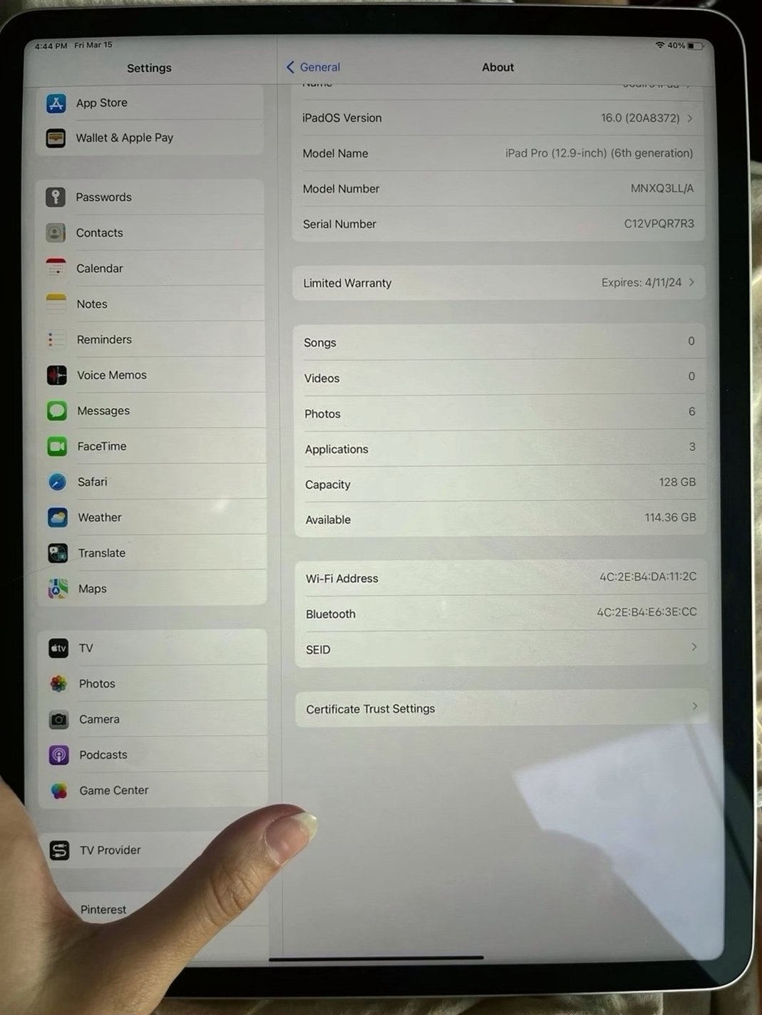 Apple iPad Pro 12.9 128GB Silver Unlocked - Used image 4
