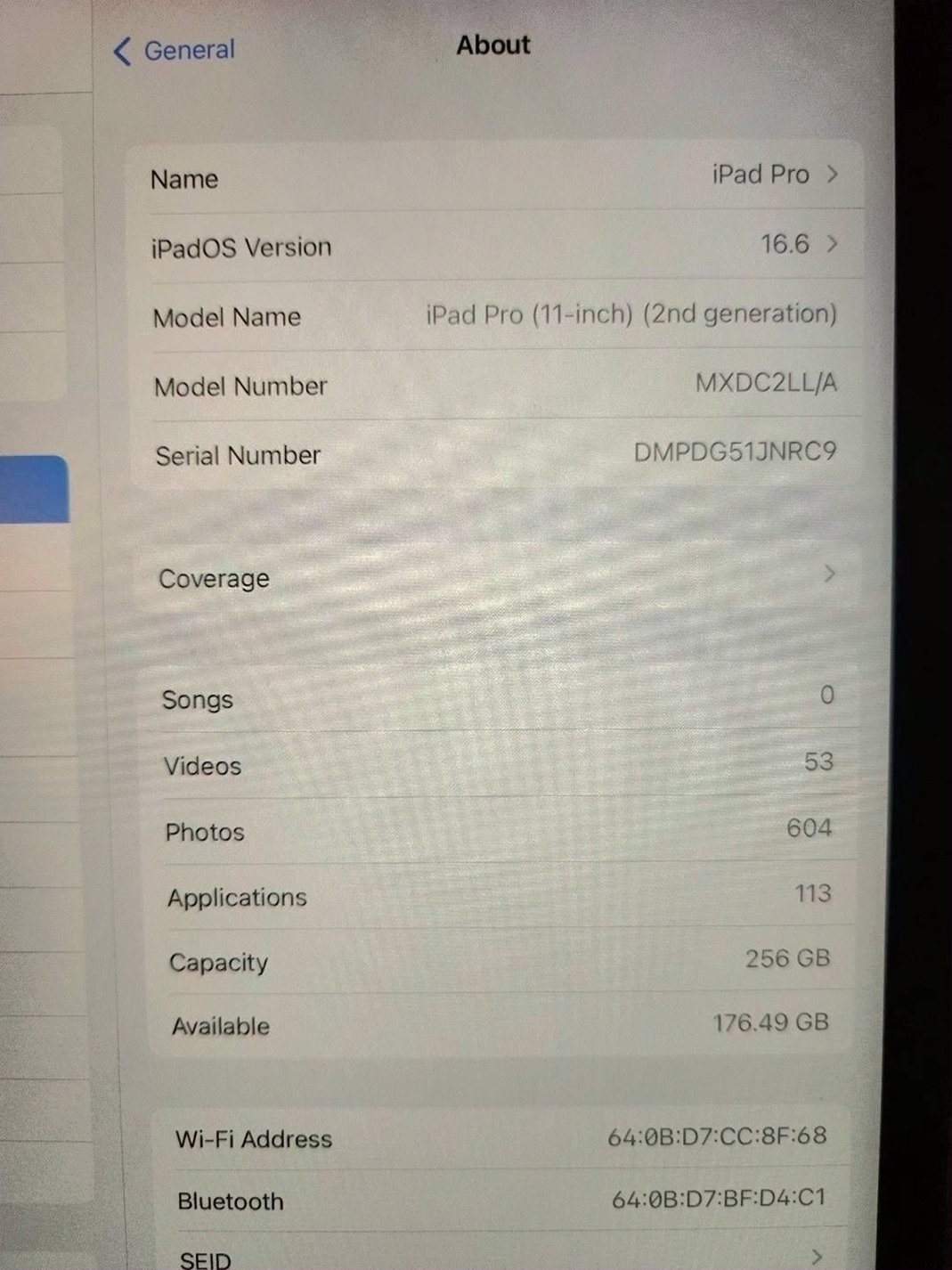 Apple iPad Pro 11 inch 2nd Generation 256GB Space Gray Unlocked - Used image 5