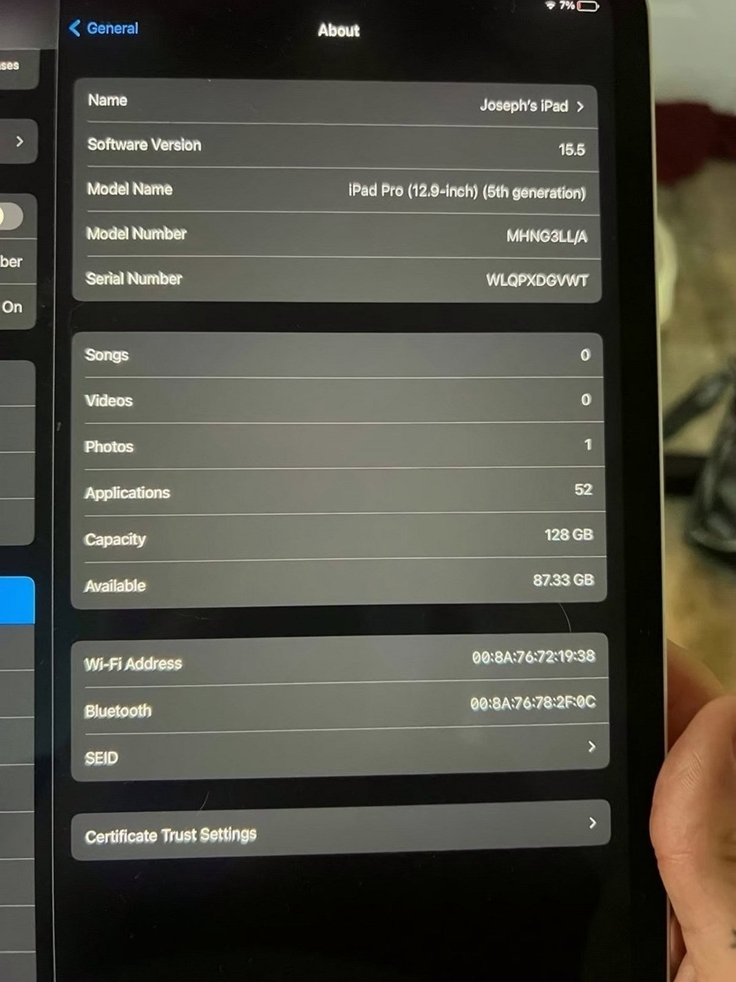 Apple iPad Pro 12.9 inch 5th Generation 128GB Unlocked Used image 3