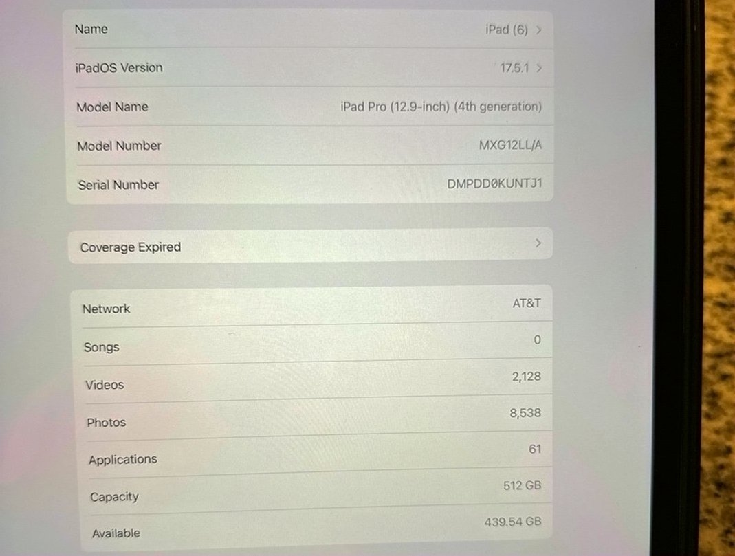 Apple iPad Pro 12.9 inch 4th Generation 128GB Silver Unlocked - Used