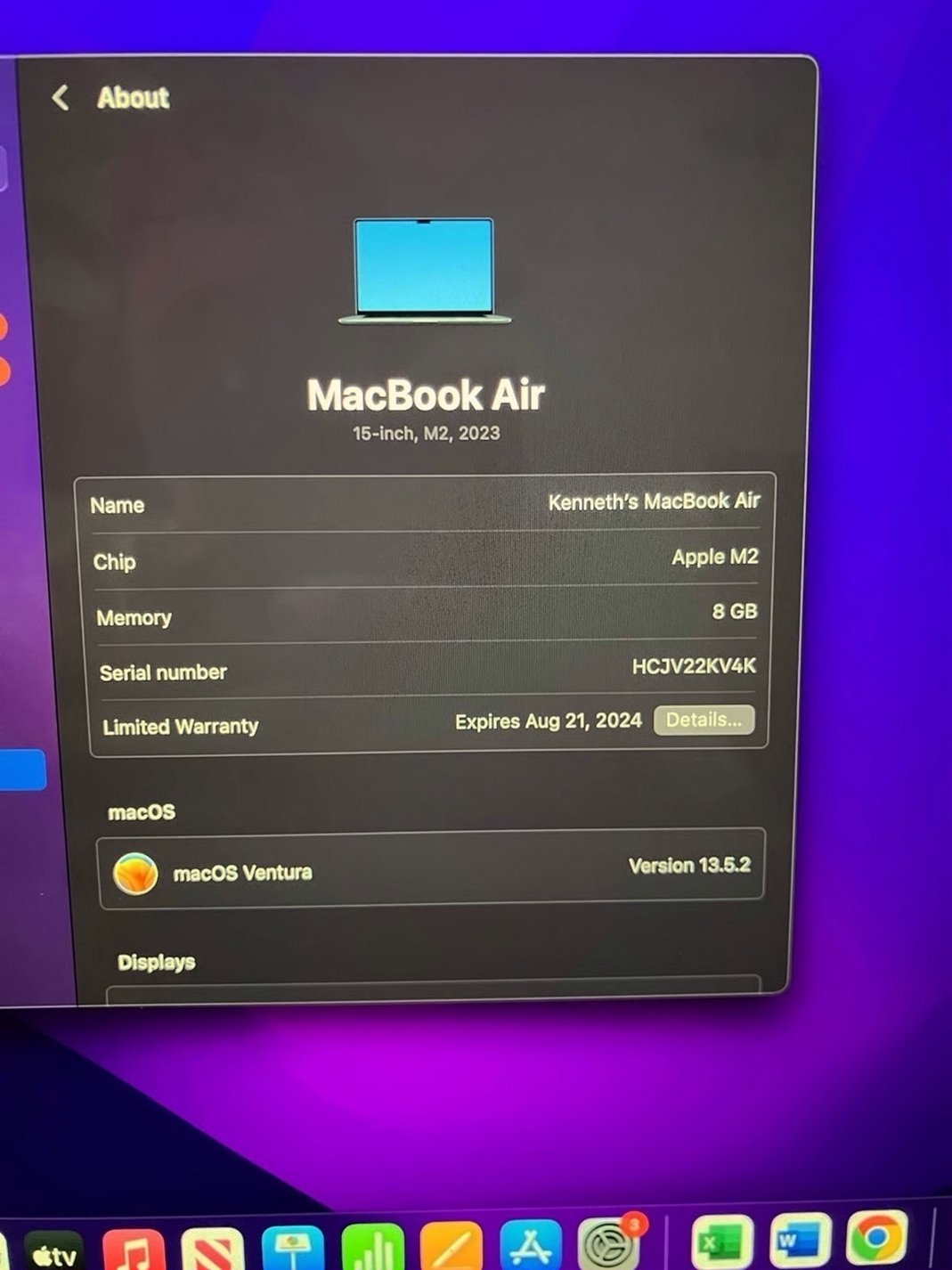 Apple MacBook Air 15' M2 250GB 1C16 Used