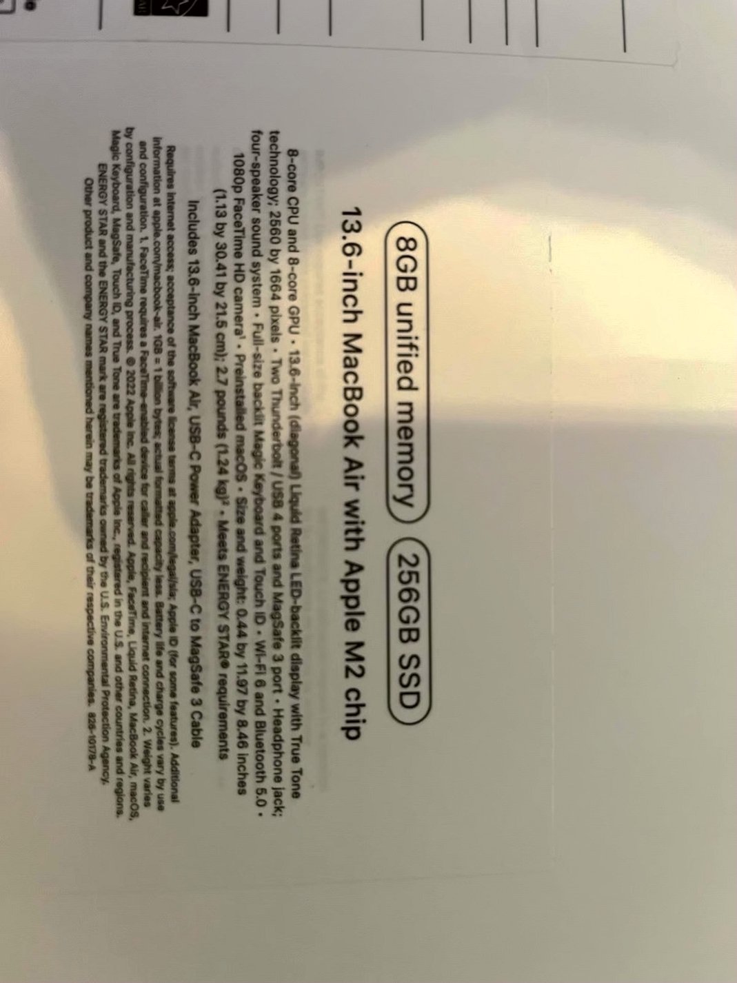 Apple MacBook Air M2 256GB Silver Unlocked - Used image 2