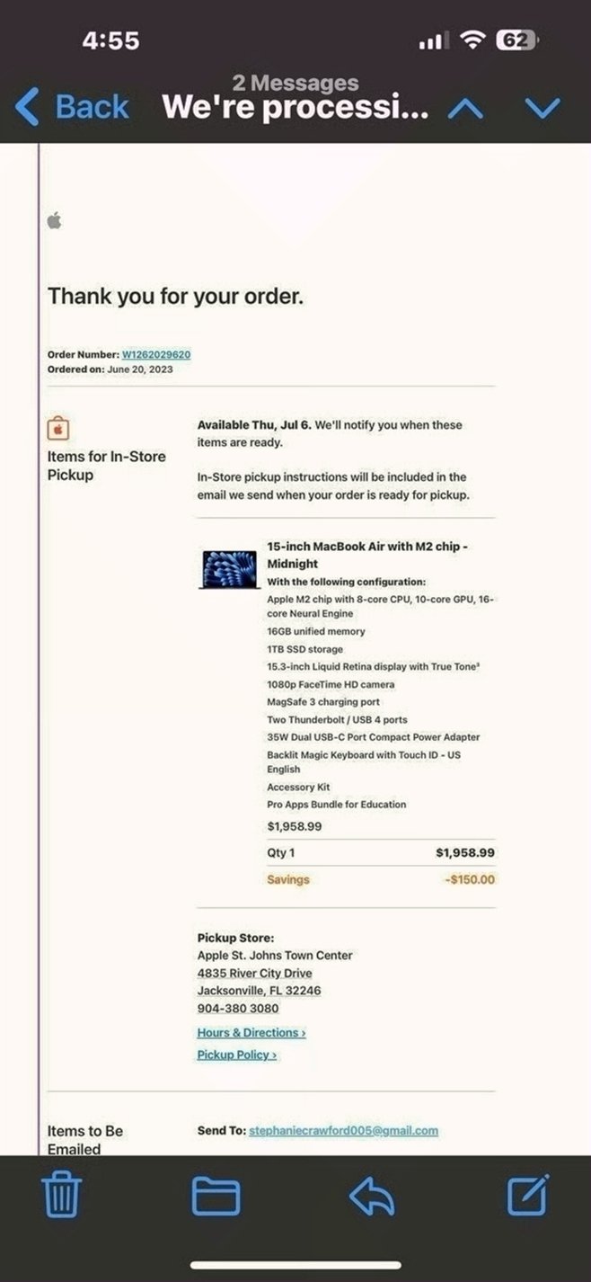 Apple MacBook Air 15-inch M2 1TB Midnight Used image 4