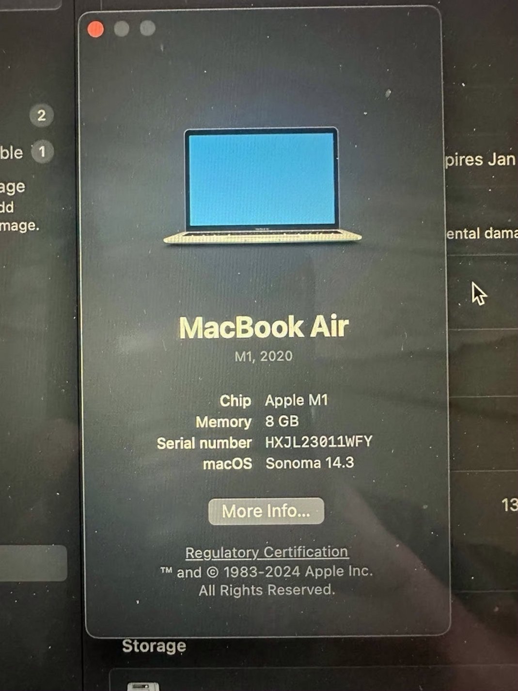 Apple MacBook Air M1 2020 256GB Navy Blue Unlocked - Used image 2