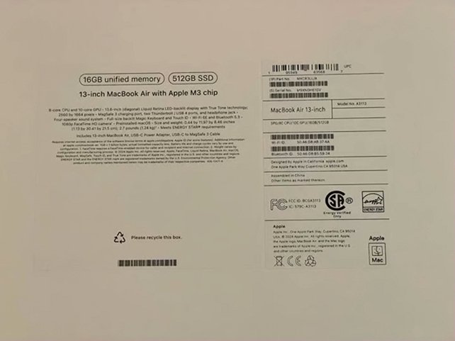 Apple MacBook Air 13-inch M3 16GB 512GB SSD Space Gray - Used