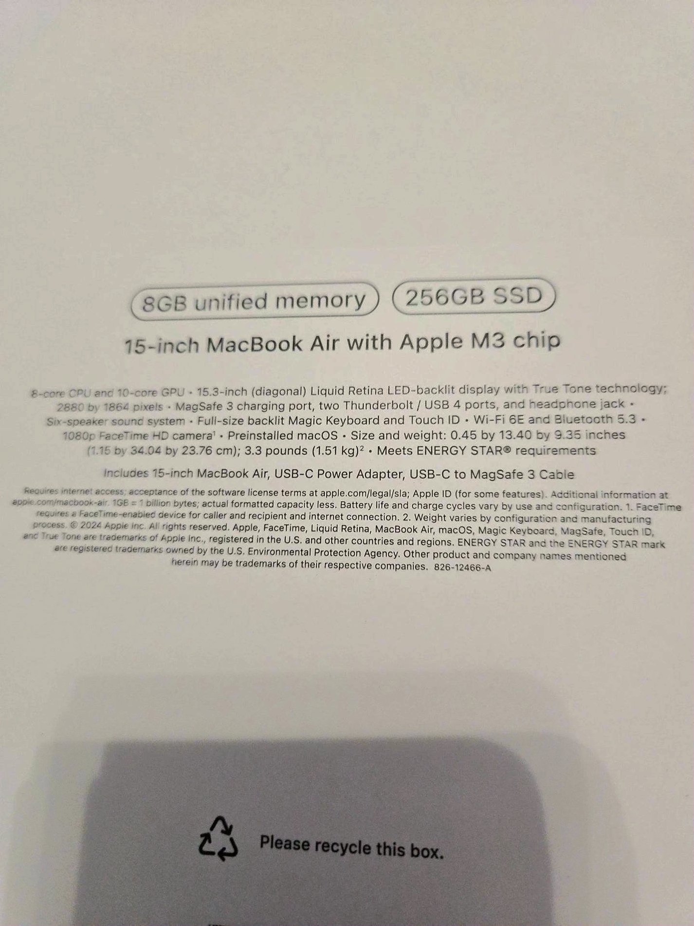Apple MacBook Air 15 inch M3 256GB Midnight - Used image 3
