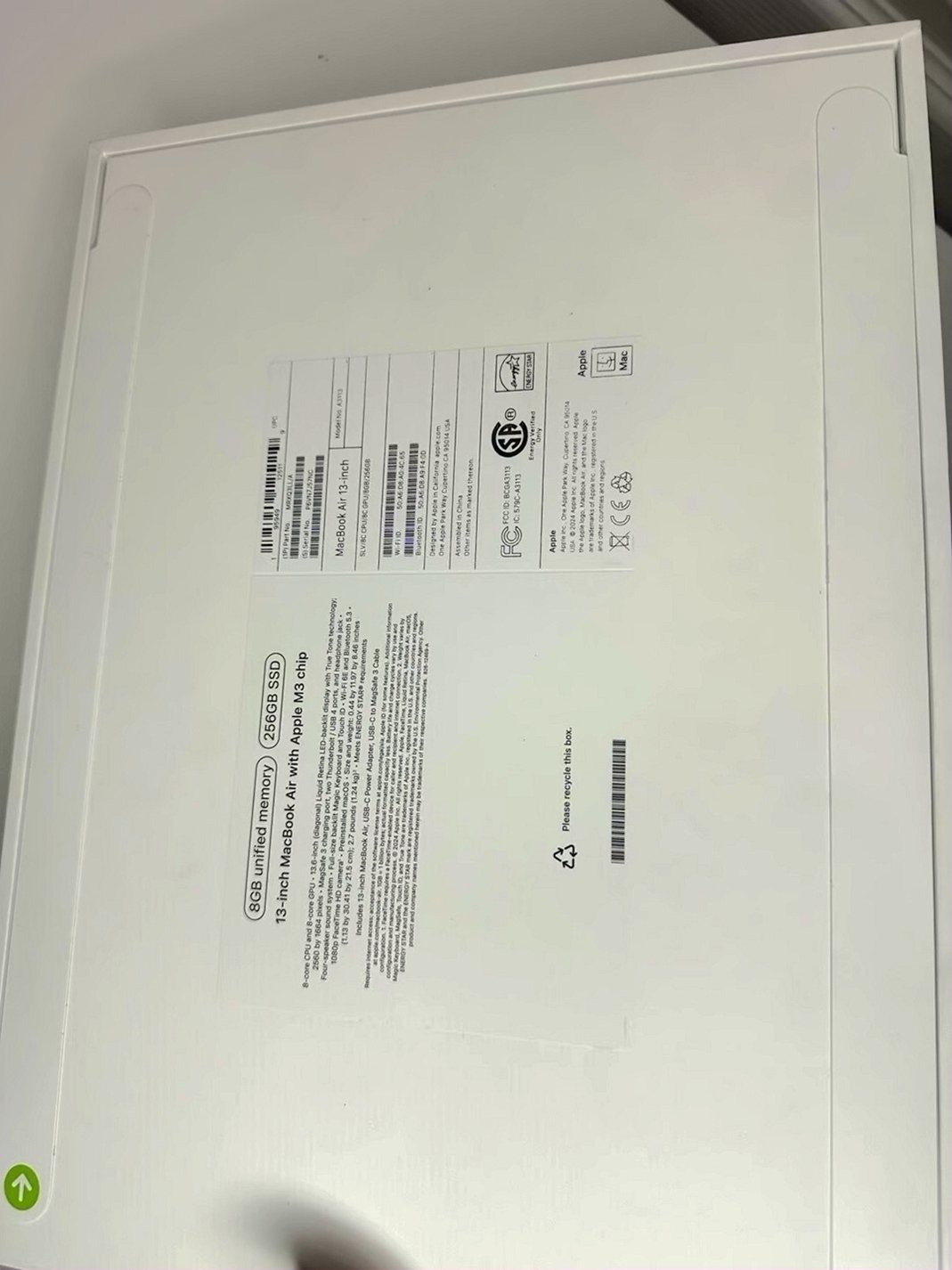 Apple MacBook Air M3 13inch 256GB Silver Unlocked - Used