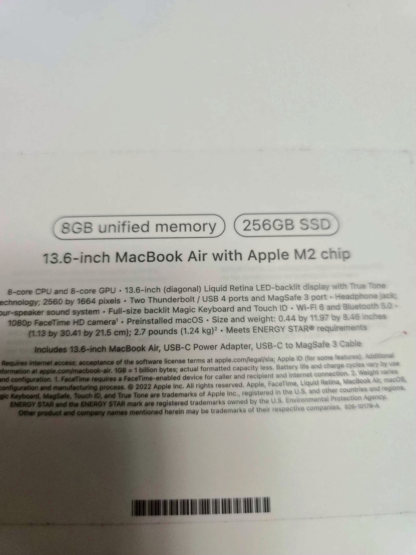 Apple Macbook Air A2681 256GB Silver Unlocked - Used image 2