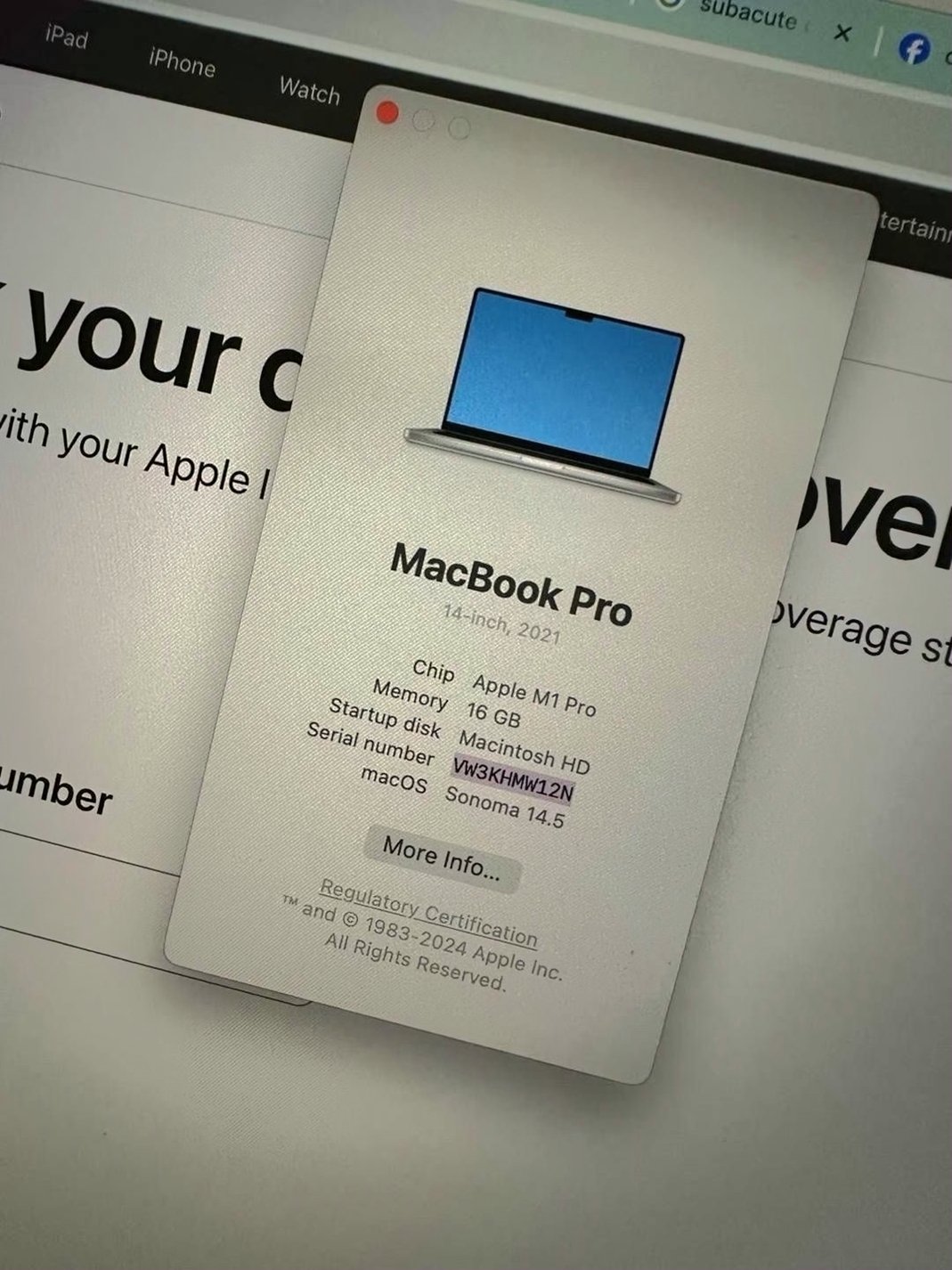 Apple MacBook Pro 14-inch M1 Pro 512GB Silver Unlocked - Used image 5