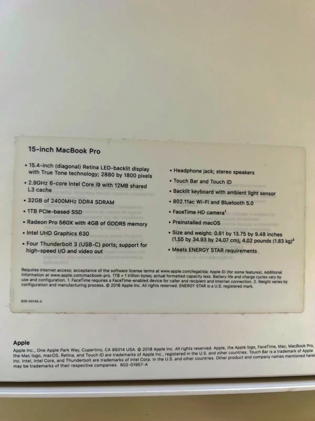 Apple MacBook Pro 15 1TB Space Gray Unlocked Used image 5
