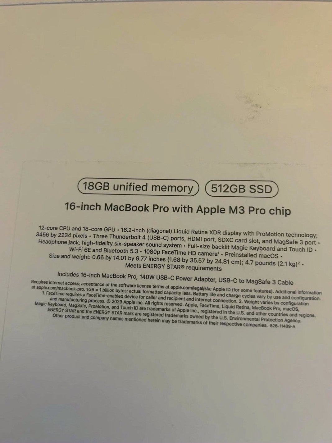 Apple MacBook Pro 16in 2023 18GB Unlocked Used image 2