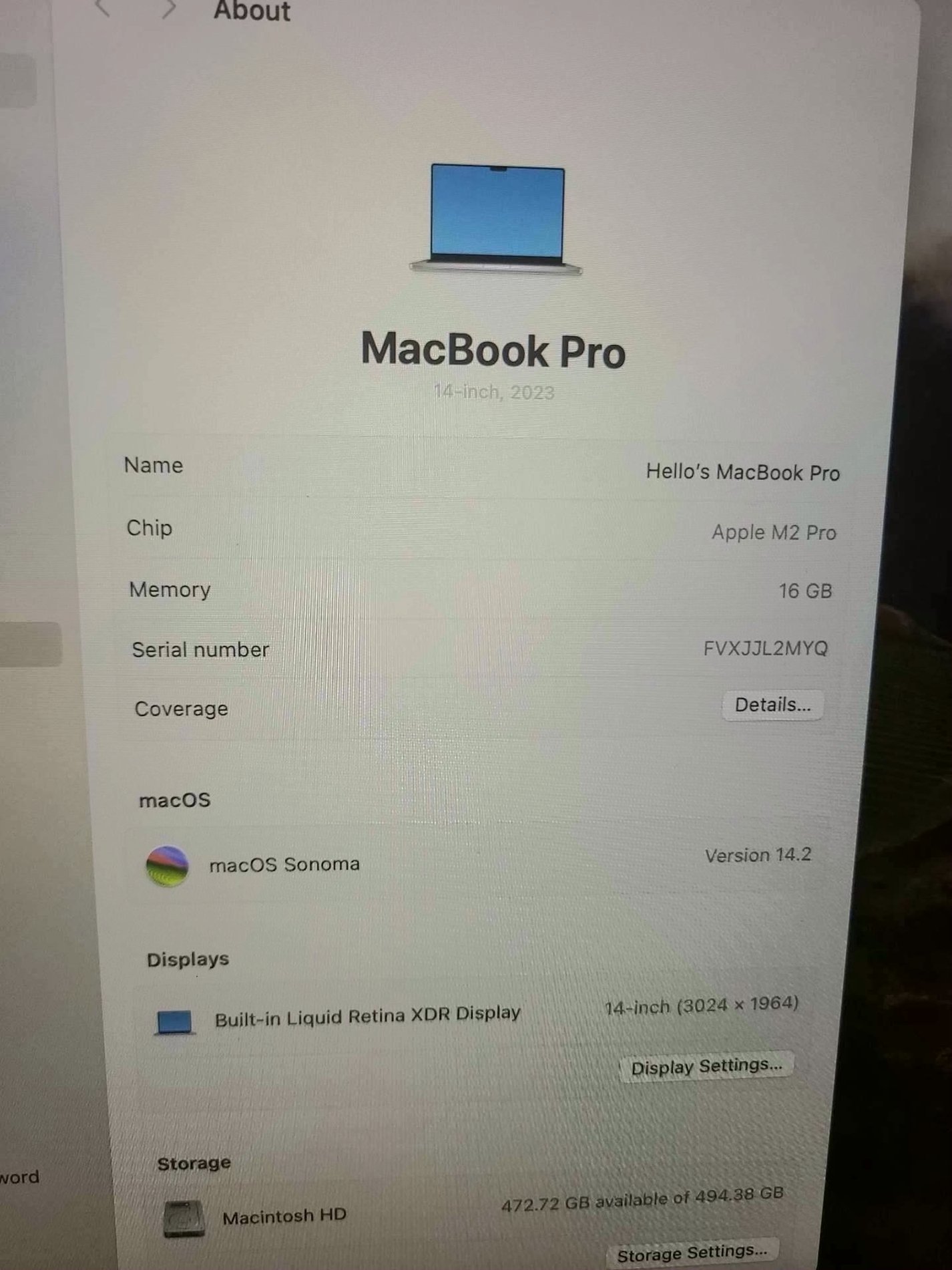 Apple Macbook Pro M2 2023 512GB Space Gray Unlocked - Used image 4