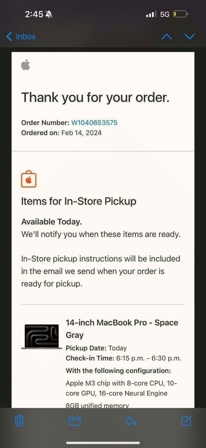 Apple MacBook Pro M3 9A86 512GB Space Gray - Used image 3