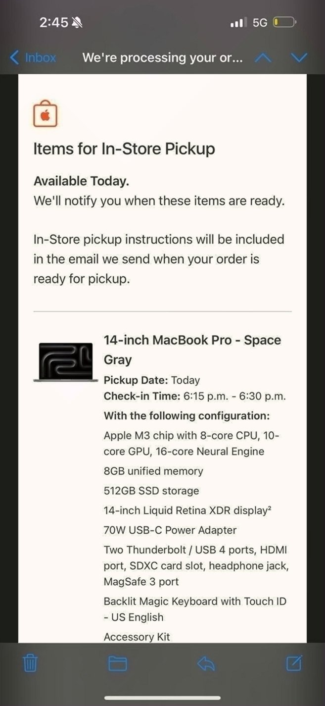 Apple MacBook Pro M3 9A86 512GB Space Gray - Used image 4