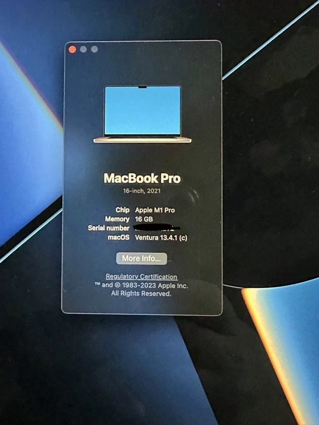 Apple MacBook Pro 16 inch M1 Pro 512GB Space Grey Unlocked - Used image 2