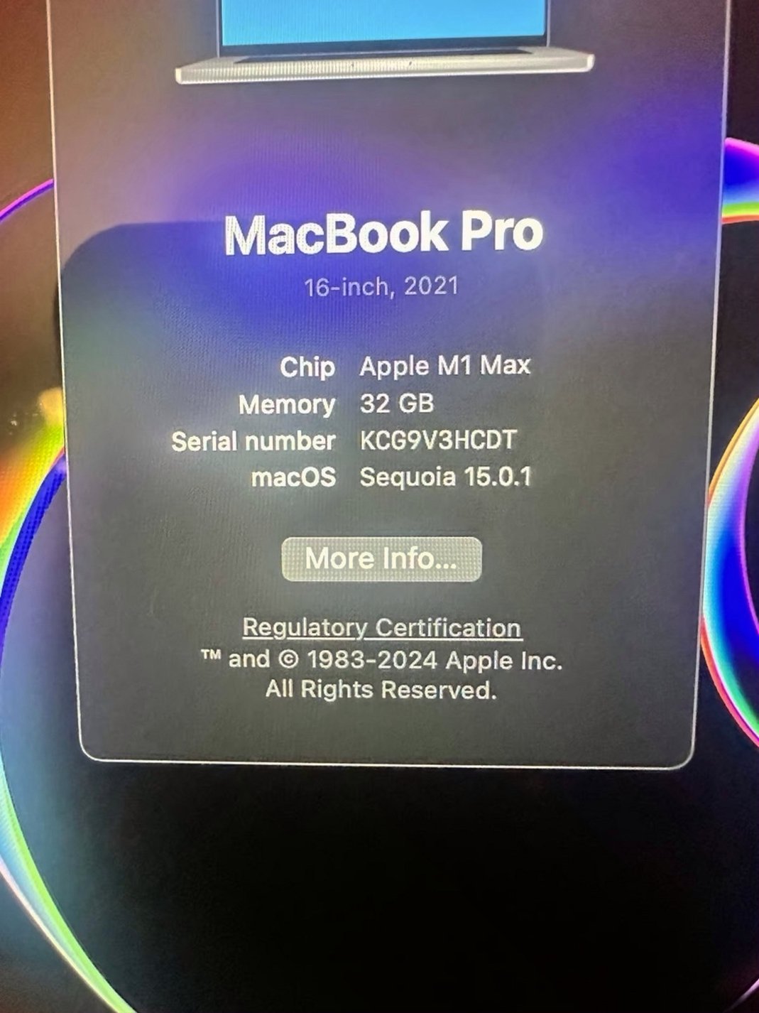 Apple MacBook Pro 16in M1 Max 1TB SSD Used
