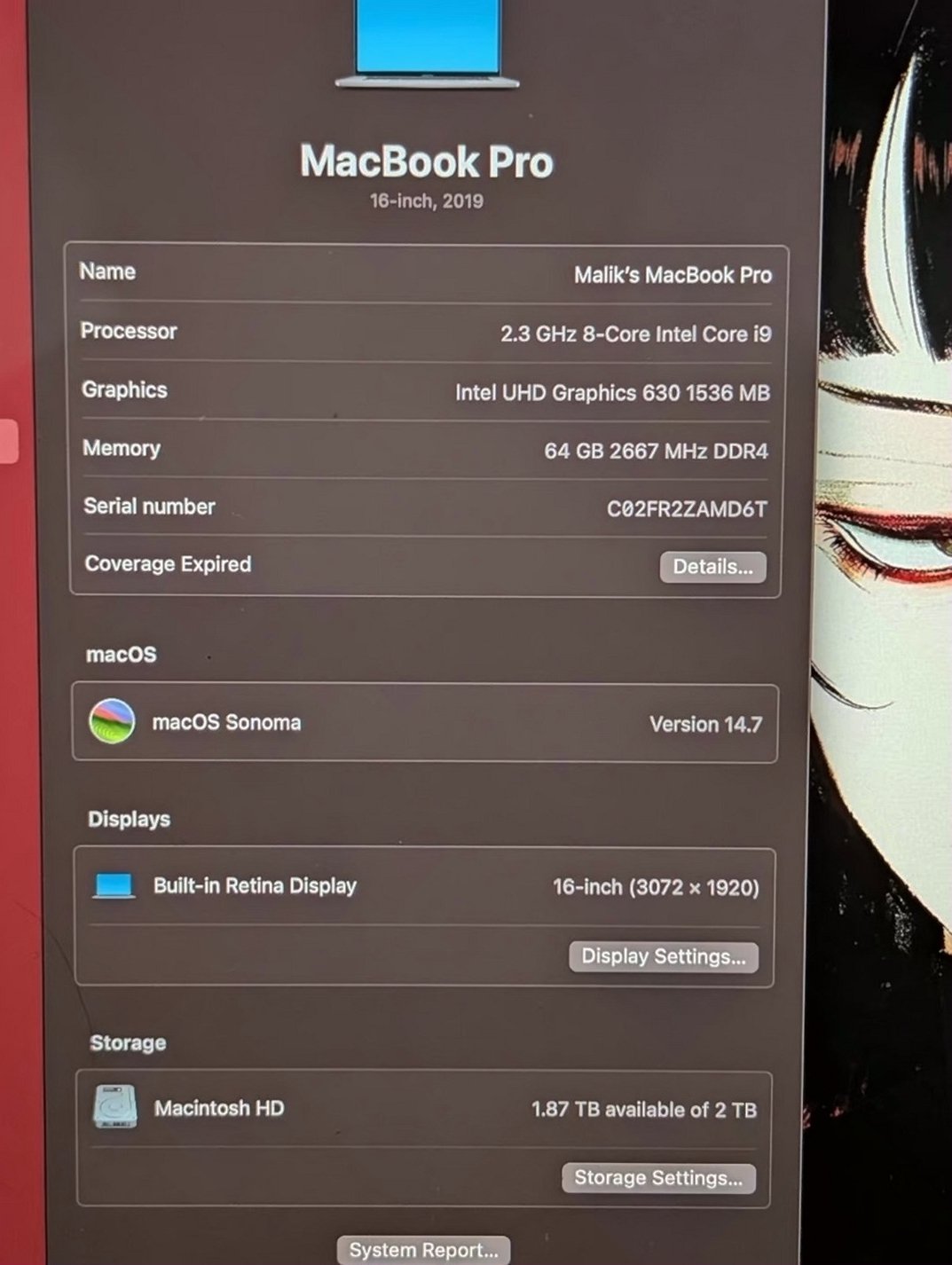 Apple MacBook Pro 16 2TB Space Gray Unlocked - Used image 5