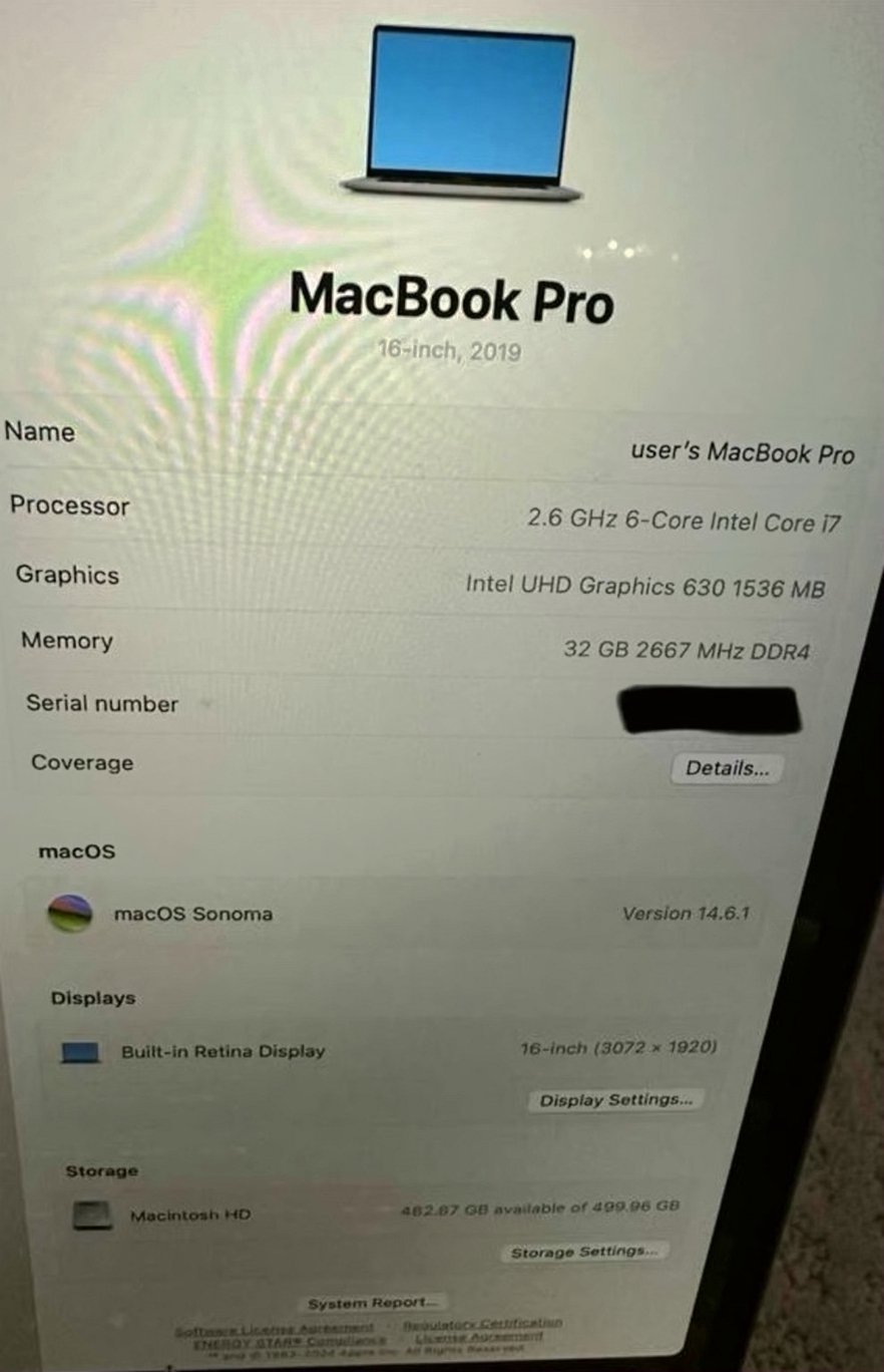 Apple MacBook Pro A2141 500GB 16 inch Unlocked - Used