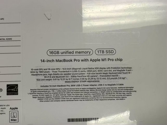 Apple MacBook Pro A2442 1TB Space Gray - Used image 3