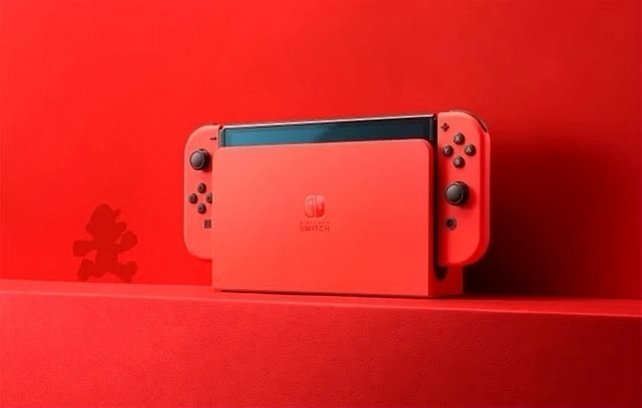 Nintendo Switch OLED 128GB Mario Red Edition with Games - Used image 2