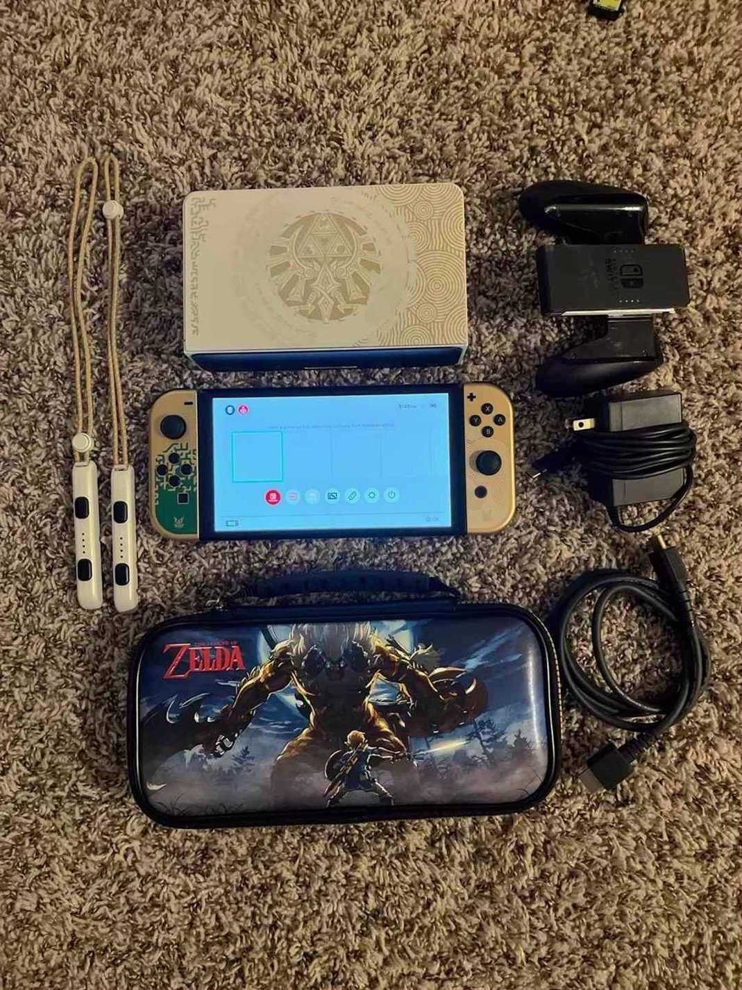 Nintendo Zelda Tears of the Kingdom Switch OLED 64GB Blue Unlocked - Used