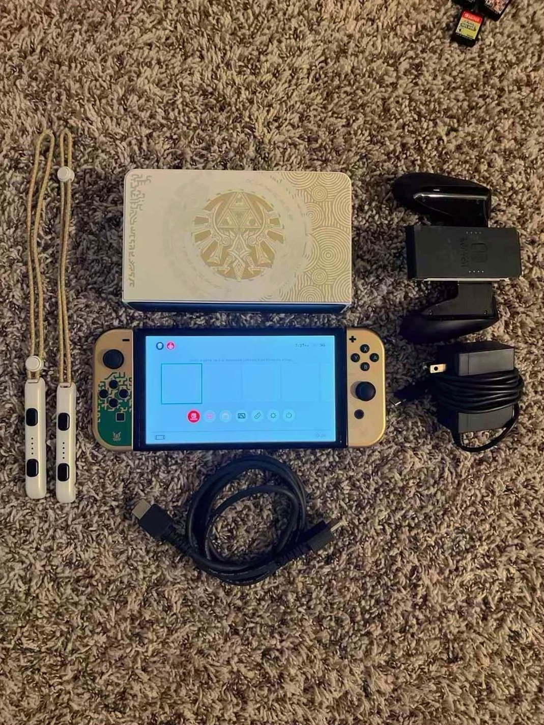 Nintendo Zelda Tears of the Kingdom Switch OLED 64GB Blue Unlocked - Used image 2