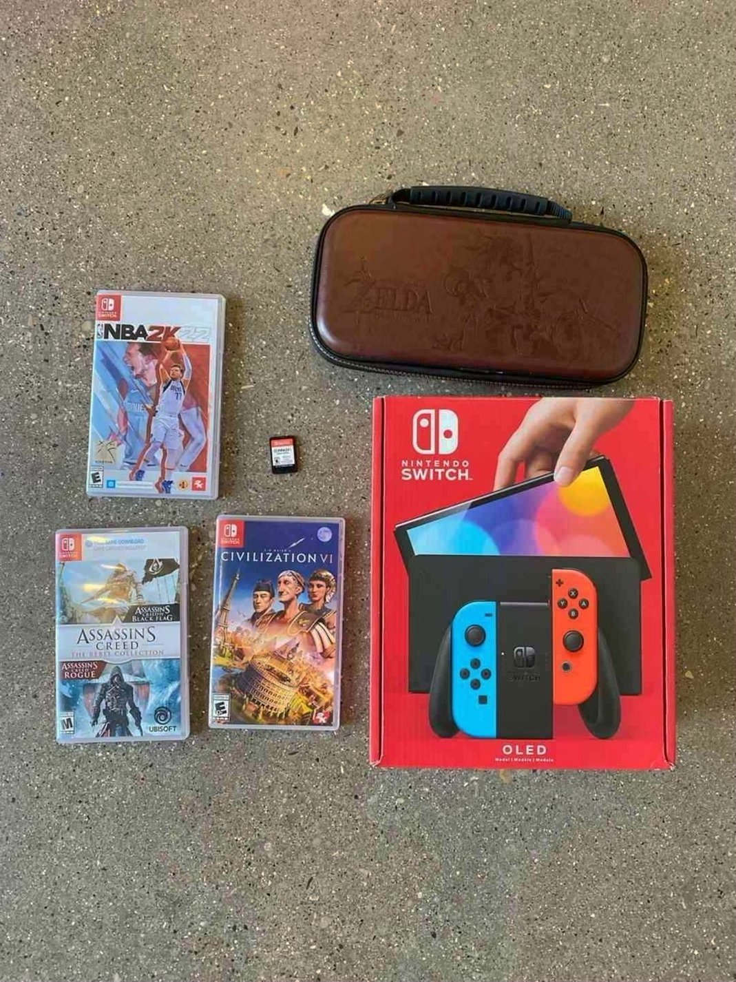 Nintendo Switch OLED with Games Red and Blue - Used