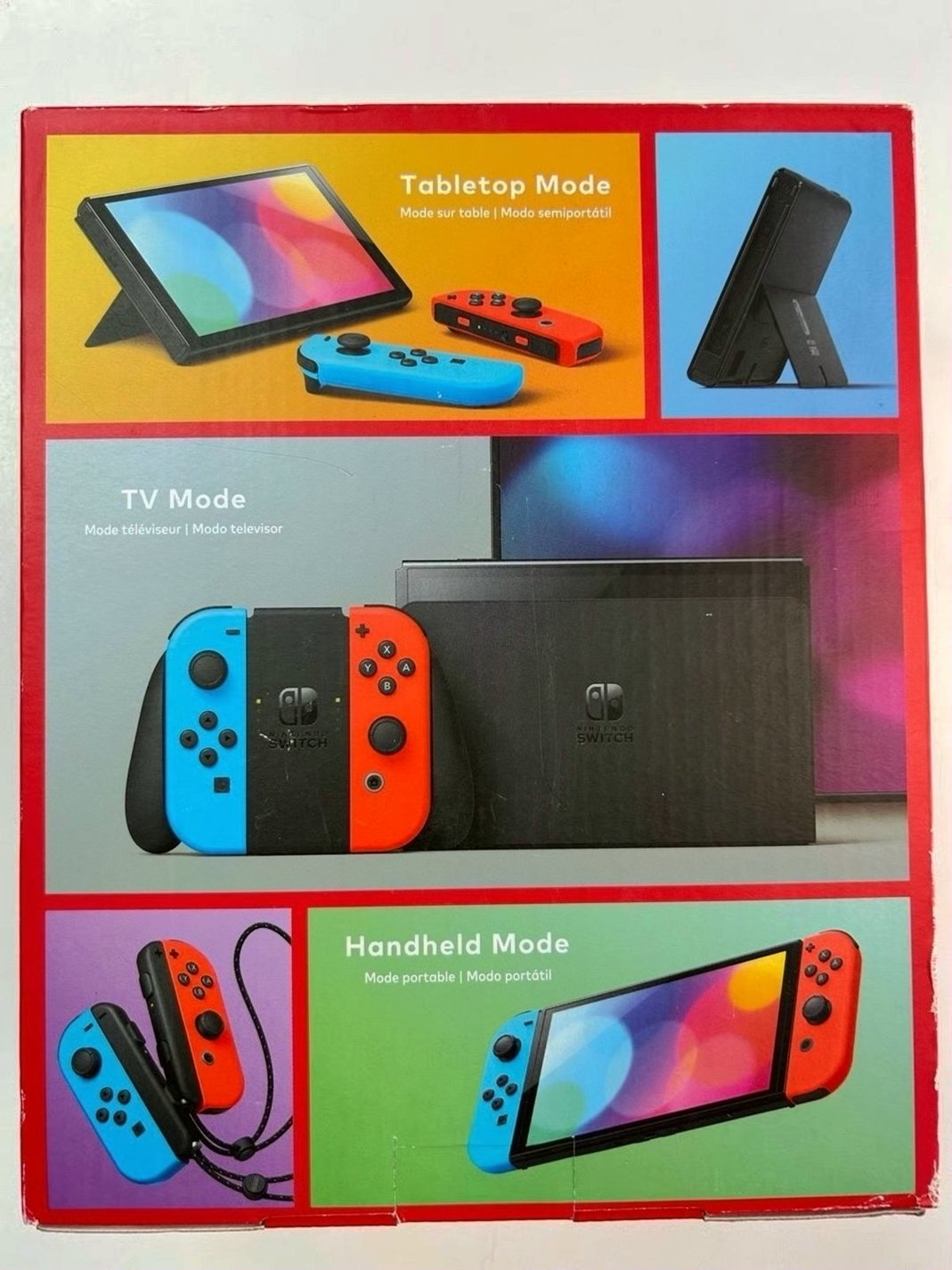 Nintendo Switch OLED 64GB Neon Red Blue Unlocked - Used image 2