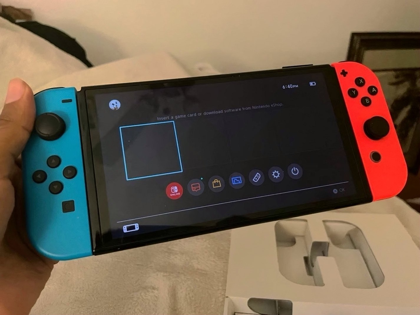 Nintendo Switch OLED 64GB Neon Blue/Red Used - Excellent Condition image 2