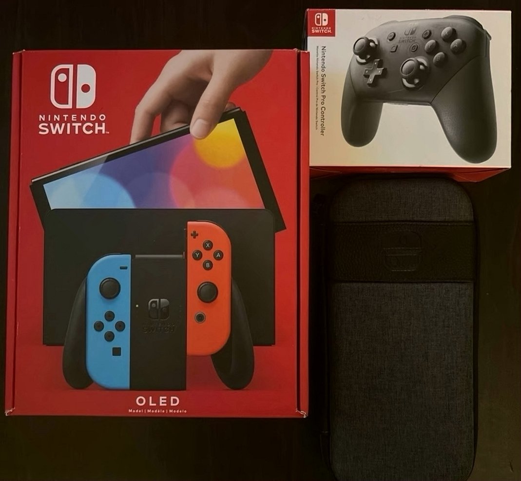 Nintendo Switch OLED Bundle 2H75 Neon Red&Blue Unlocked - Used