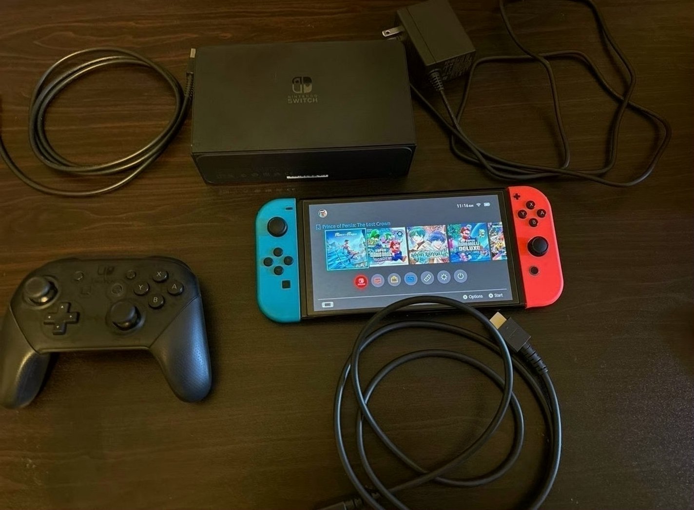 Nintendo Switch OLED Bundle 2H75 Neon Red&Blue Unlocked - Used image 2