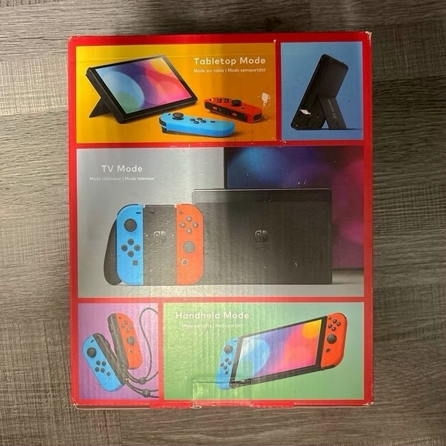 Nintendo Switch OLED Model Neon Red & Blue Joy-Con Used image 2