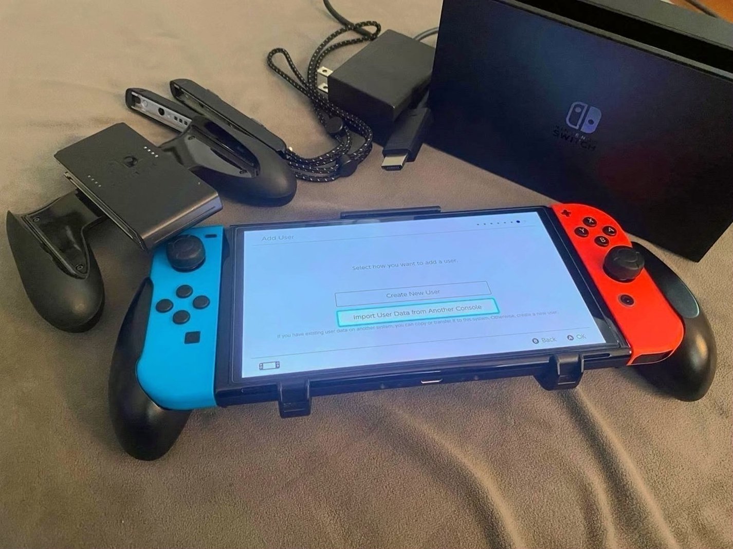 Nintendo Switch OLED Console Bundle 128GB Red & Blue - Used image 2
